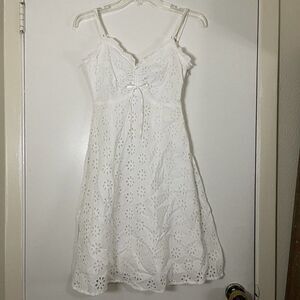KENZO white lace eyelet sleeveless shift mini dress size XS Fr 36